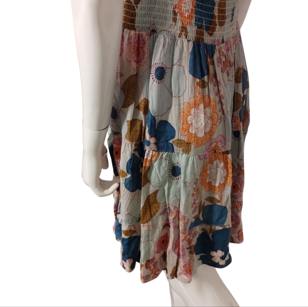 Angie Women's Smocked Babydoll Tiered Cottagecore Boho Whimsical Mini Dress Sz L — image 3 of 8